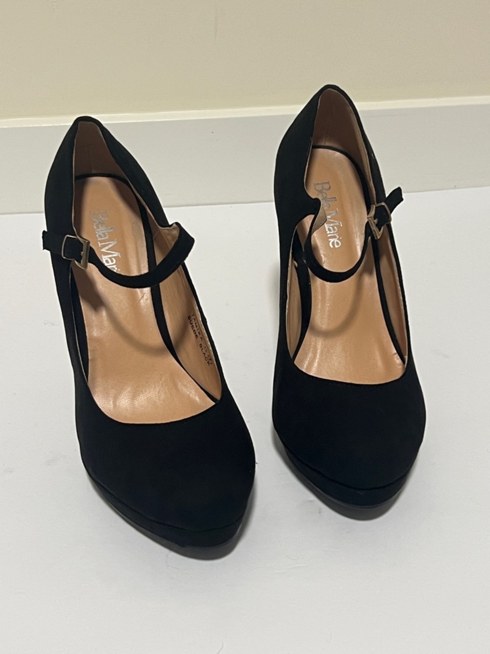 Bella Marie Black Mary Jane Platform Heels